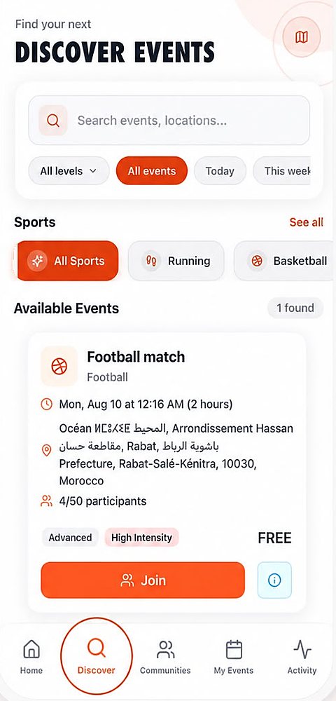 Discover screen